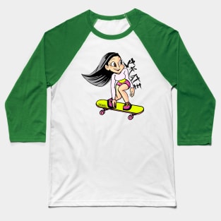 Stoked Skater Girl Baseball T-Shirt